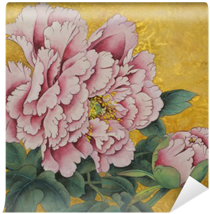Pink Peony Flower On A Gold Background Wall Mural • - Peony (400x400), Png Download