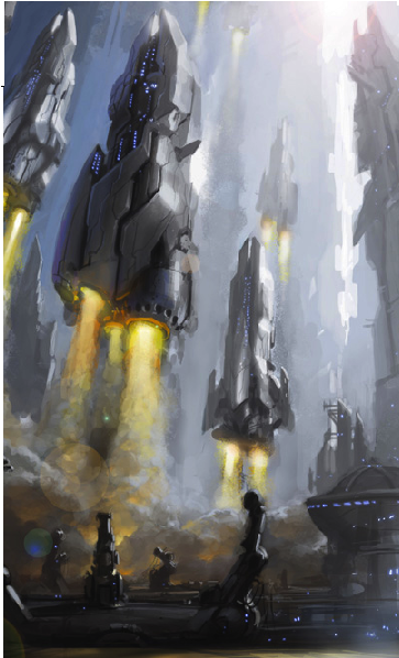 Large Frigate, Carrier Support - Painting (729x597), Png Download