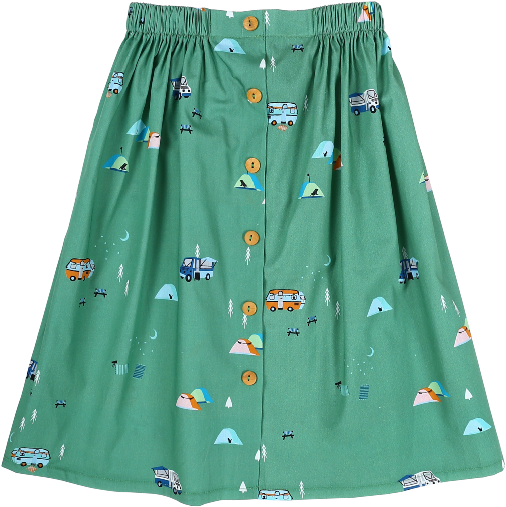 Sea Apple Campsite Green Button Down Midi Skirt - Sea Apple (1800x1800), Png Download