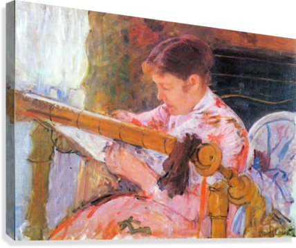 Lydia At The Cord Framework By Cassatt Canvas Print - Mary Cassatt Lydia Seated In Garden With Dog (428x359), Png Download