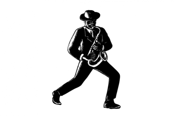 Jazz Musician Png File - American Jazz Silhouette (580x387), Png Download