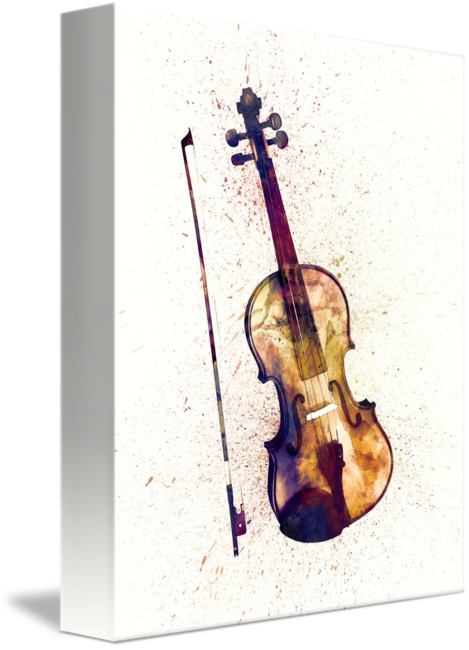 Violin Abstract Watercolor By Michael Tompsett - Michael Tompsett Canvas Art Prints - Violin (469x650), Png Download