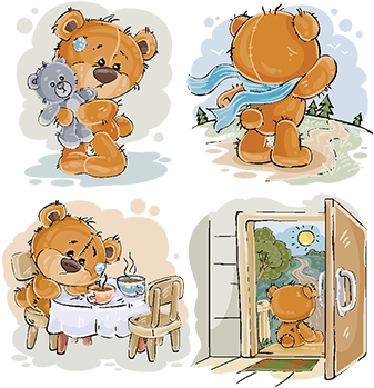 Set Vector Clip Art Illustrations Of Bored Teddy Bears - Dibujo De Osito Triste (360x360), Png Download