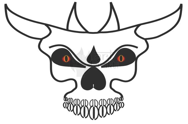 B/w Devil Red Eyes 3 Logo - Cartoon (606x402), Png Download