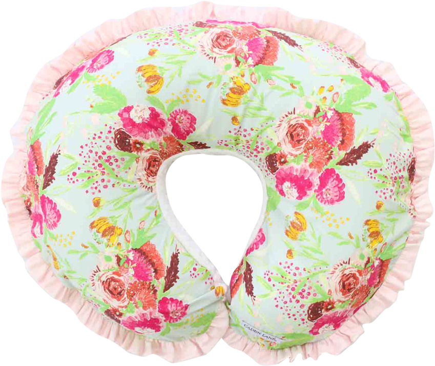 Fiona's Ruffle Nursing Pillow Cover In Blue And Pink (900x900), Png Download