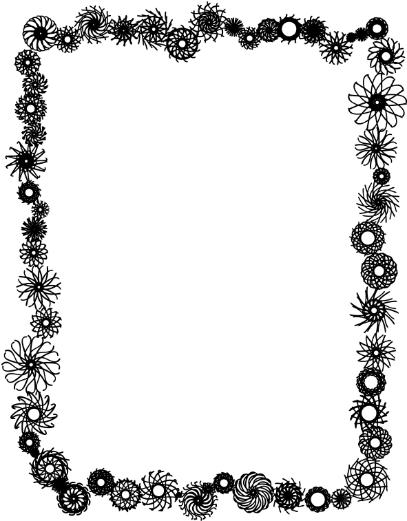 Black And White Flower Border Clipart Clipart Panda - Flower Frame Border Black And White (618x800), Png Download