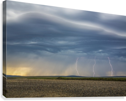 Lightning Bolts Descend From Dark Clouds Over The Tundra - Posterazzi Lightning Bolts Descend From Dark Clouds (429x344), Png Download