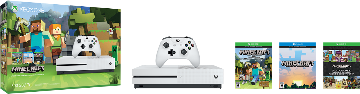 Xboxones 500gbconsole Minecraftfavorites Us Can Groupshot - X Box One S Pc World Minecraft (1300x369), Png Download
