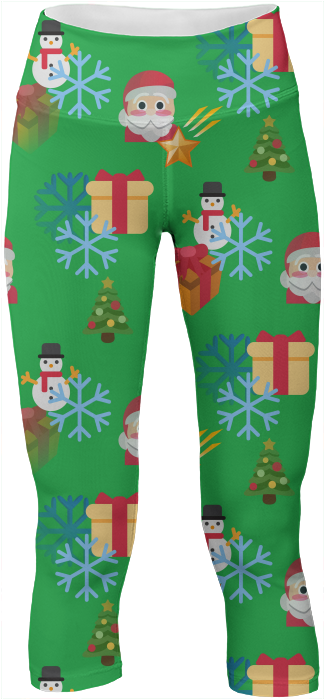 Christmas Emoji Yoga Leggings Pants $65 - Christmas Day (400x719), Png Download
