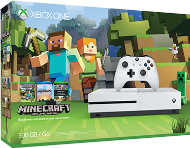En Intl L Xboxone Console Minecraft Us Zq9 00043 Mnco - Xbox 1 S Minecraft Bundle (590x332), Png Download