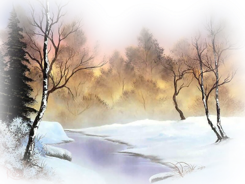 Tubes Paisagens - Paisajes De Nieve En Oleo (480x360), Png Download