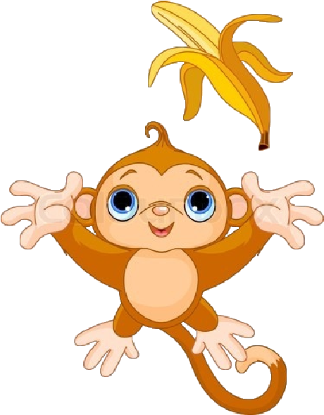 Cute Funny Cartoon Baby Monkey Clip Art Images - Animated Clipart Transparent Background (600x600), Png Download