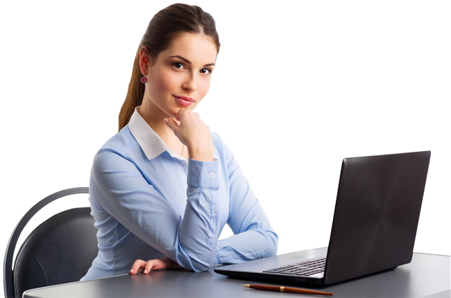 Thinking Pretty Businesswoman With Laptop On The Table - Massager,reltustm Six Massage Tips Included, Massager (650x430), Png Download