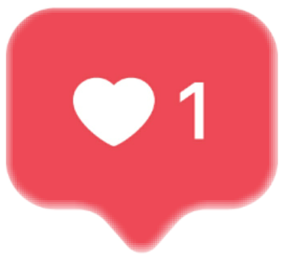 Like Heart Shape Bubble 1like Onelike Notification - Like Instagram Icon Png (399x362), Png Download