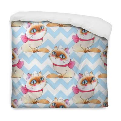 Watercolor Cartoon Cats, Seamless Pattern 7 Duvet Cover - Pattern (400x400), Png Download