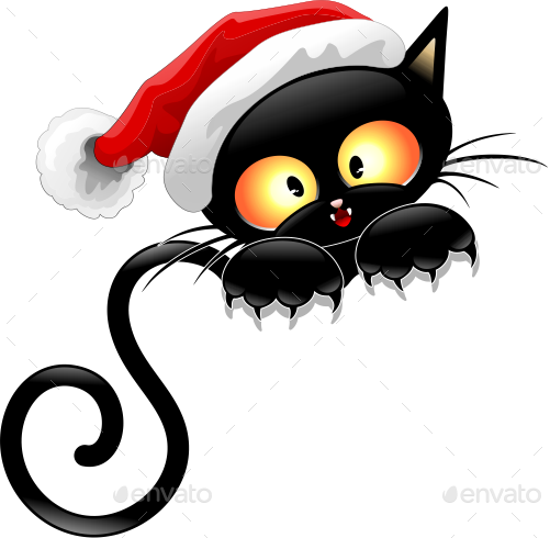 Preview Cat Cartoon Isolated Png 500 - Christmas With Cats Cartoon (501x490), Png Download