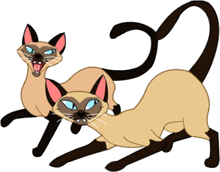 Siamese Cats From Lady And The Tramp - Siamese Cat Twins Cartoon (500x350), Png Download