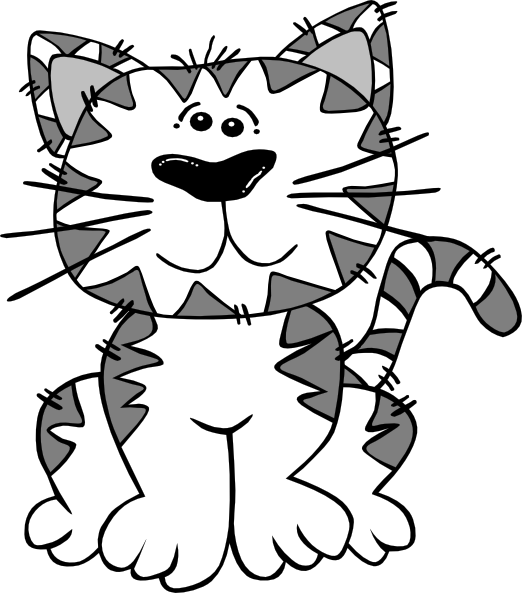 Cat Cartoon White Gray Clip Art - White And Grey Cat Cartoon (522x593), Png Download
