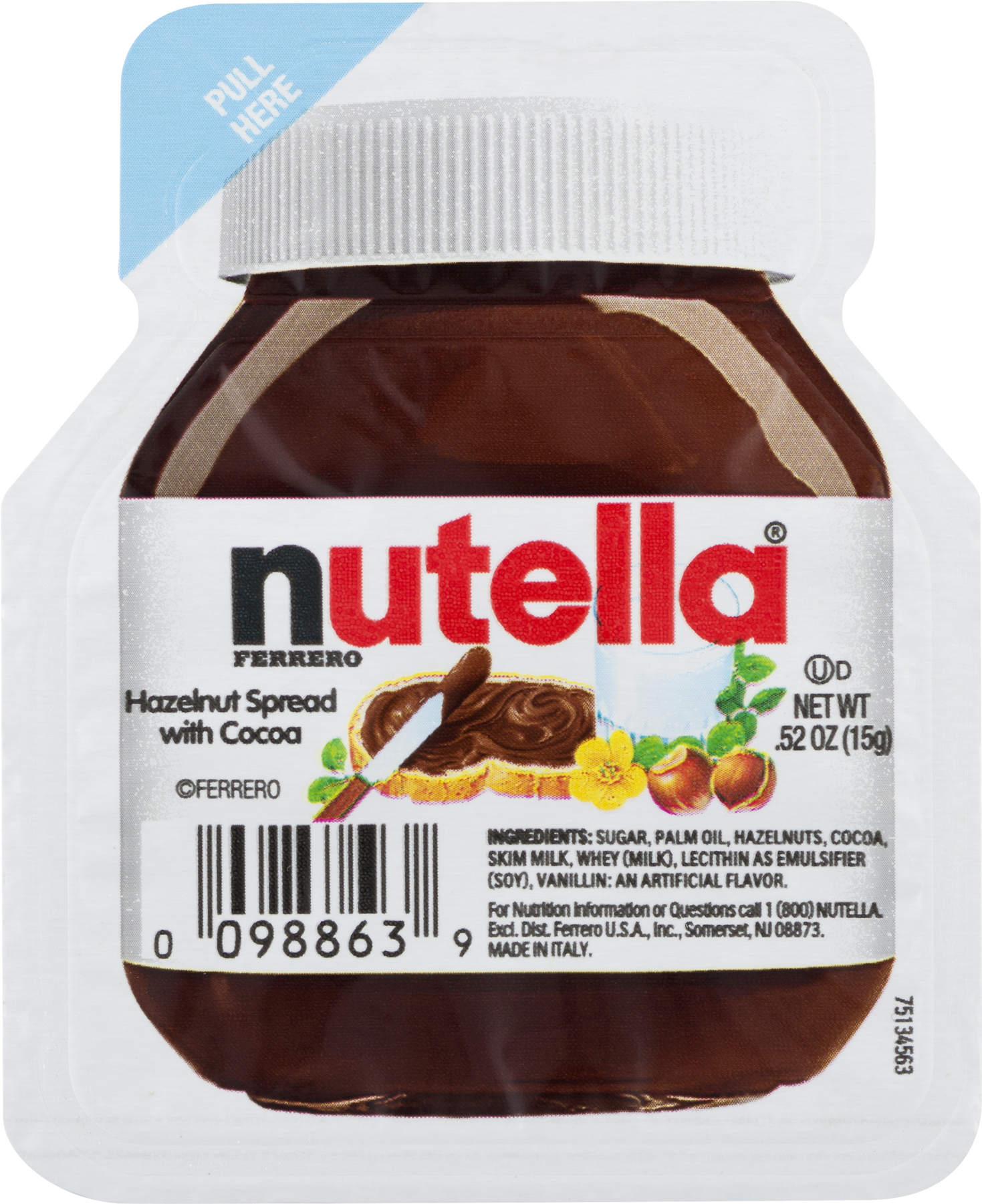 Nutella Portion 15 G (1800x1800), Png Download