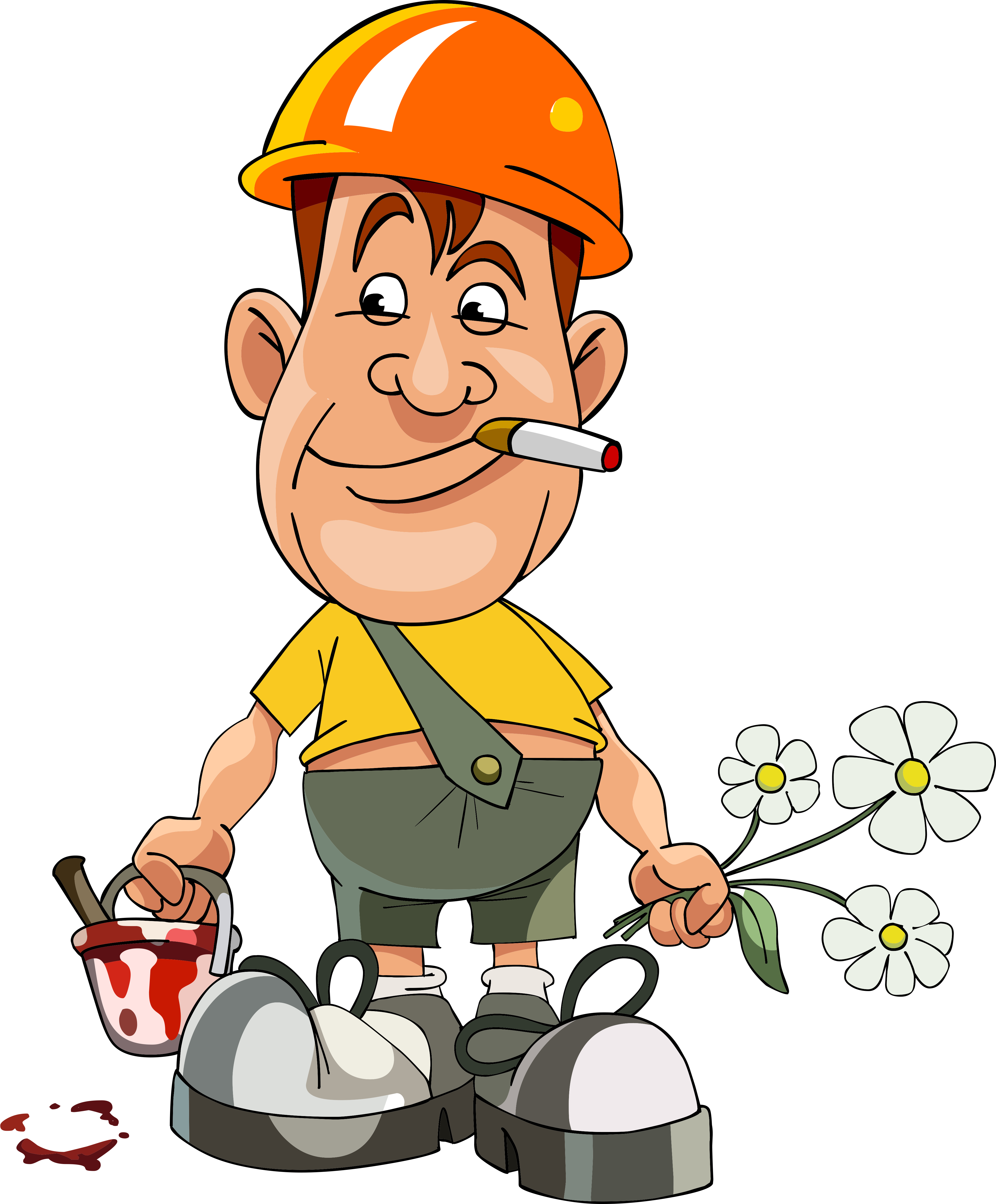 0 117dd4 6941d3b0 Orig - Construction Worker Smoking Cartoon (4135x4999), Png Download
