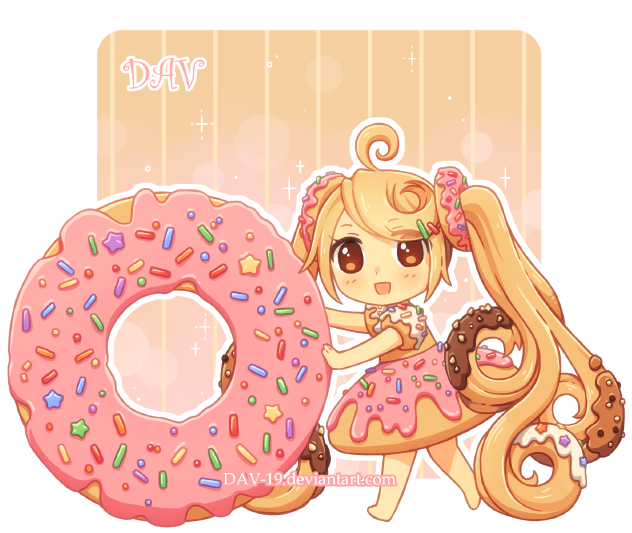 Drawn Dougnut Girly - Food Chibi Girl (640x548), Png Download