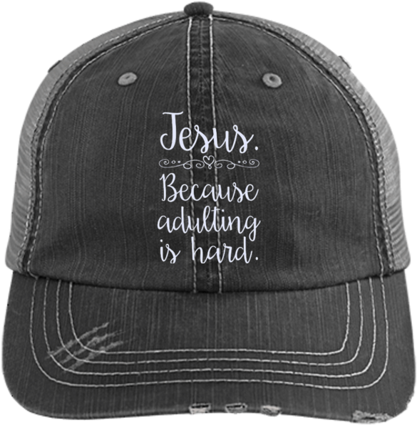 Jesus Because Adulting Is Hard Hats - Pentacle And Crescent Moon Cap (600x600), Png Download
