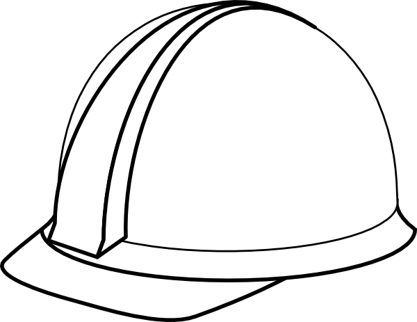 White Hard Hat No Shadow Clip Art At Clker - Hard Hat Black And White (600x463), Png Download