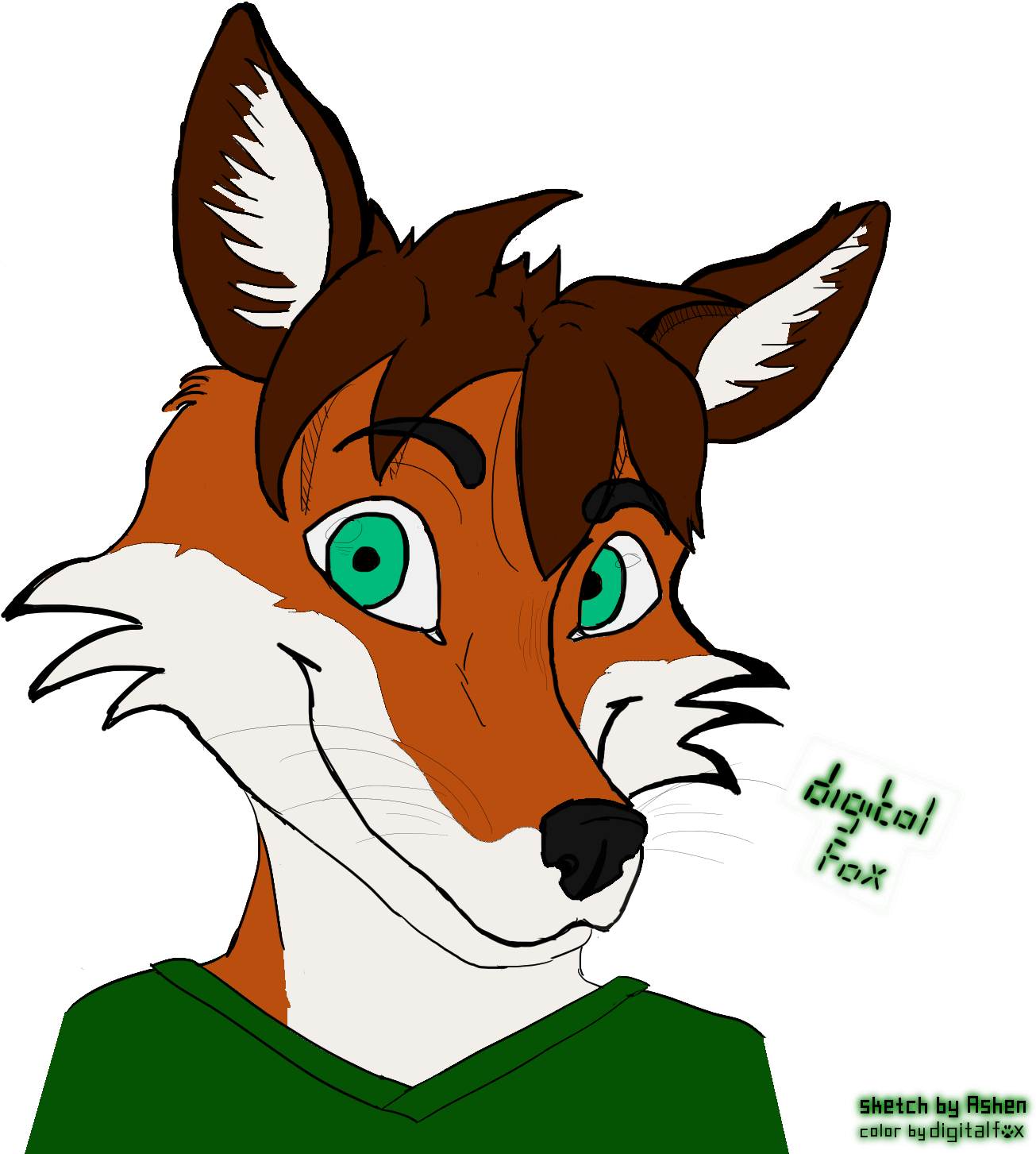 Digitalfox Head-shot [gift By Ashen] - Cartoon (1494x1494), Png Download