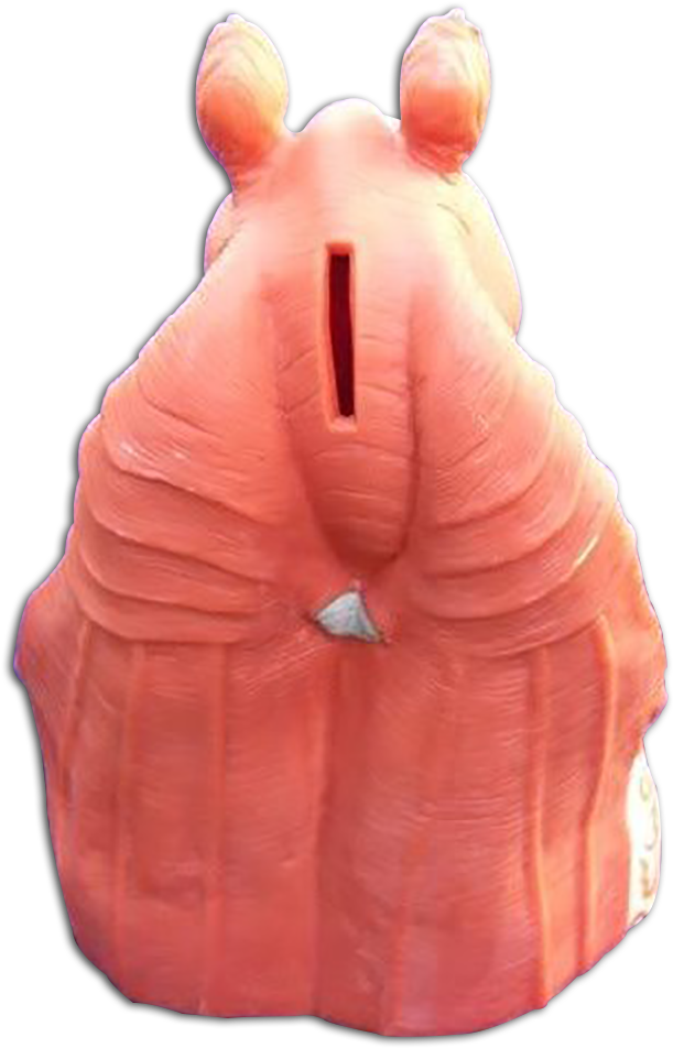 Back Of The Star Wars Episode 1 Jar Jar Binks Piggy - Frog (662x1000), Png Download