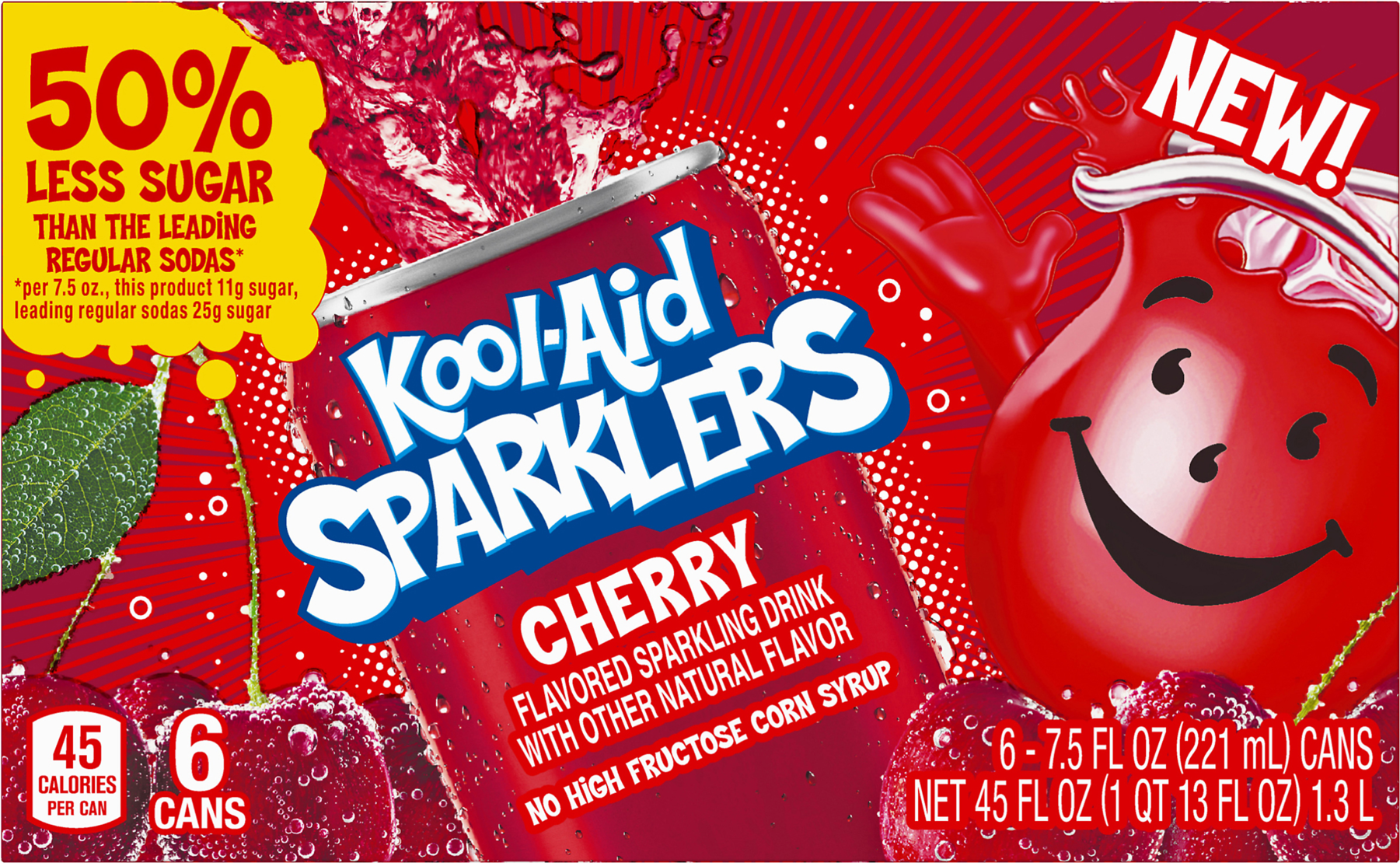 Kool-aid Sparklers Cherry Flavored Sparkling Drink, - Kool Aid Sparklers (1800x1800), Png Download