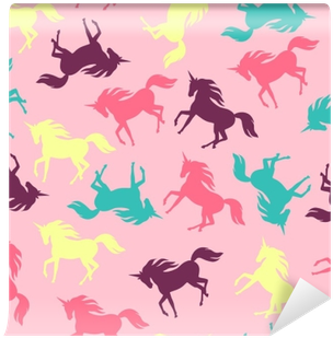 Realistic Unicorn Silhouette Seamless Pattern - 'unicorns Wall Décor By Sincere Surroundings - 'unicorns (400x400), Png Download