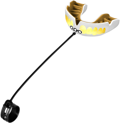 Power-fit Bling Strapped - Opro Power Fit Bling Mouthguard #urban Gold/white (600x600), Png Download
