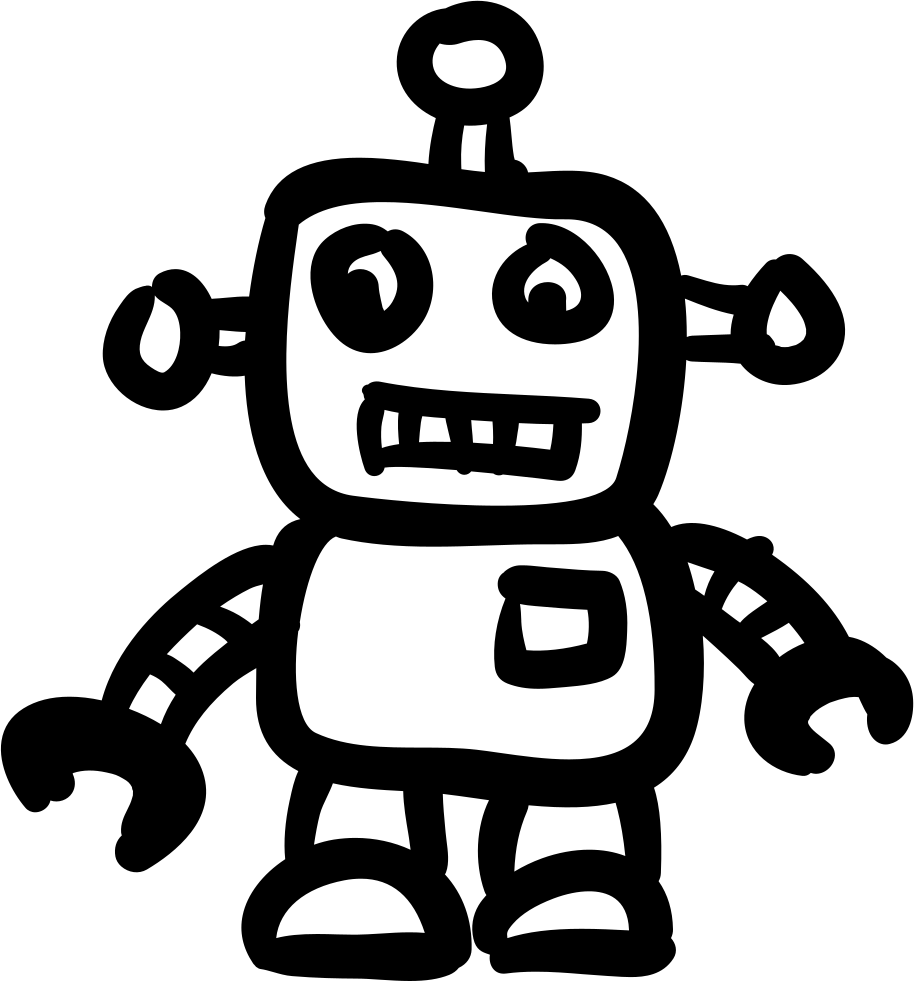 Robot Hand Drawn Toy Comments - Hand Drawn Robot (914x981), Png Download