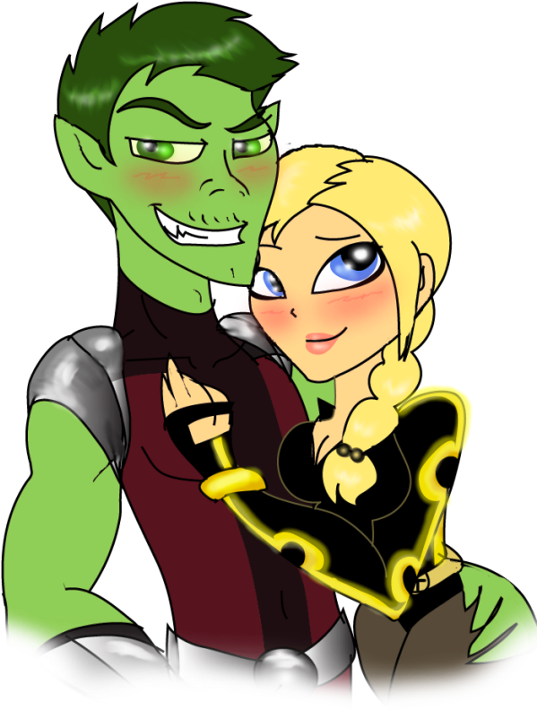 Beast Boy With Terra-tgg439 - Beast Boy Superhero Girls (598x800), Png Download