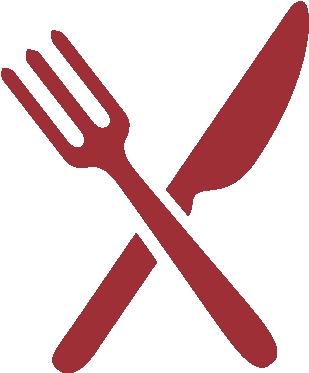 Restaurant Icons Colored Food - Fork And Knife Png (363x443), Png Download