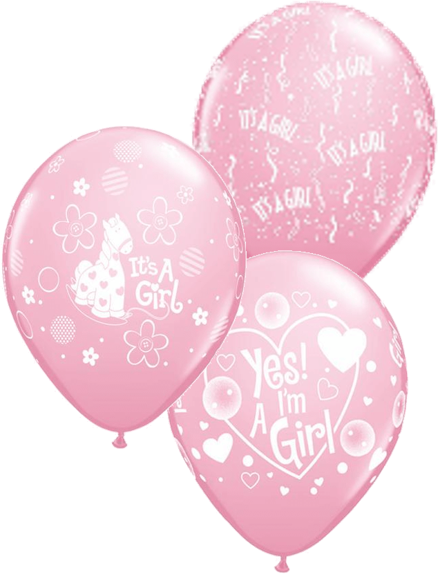3 Love Latex Balloons - 11 Inch Yes I'm A Girl Pink - Latex (689x830), Png Download