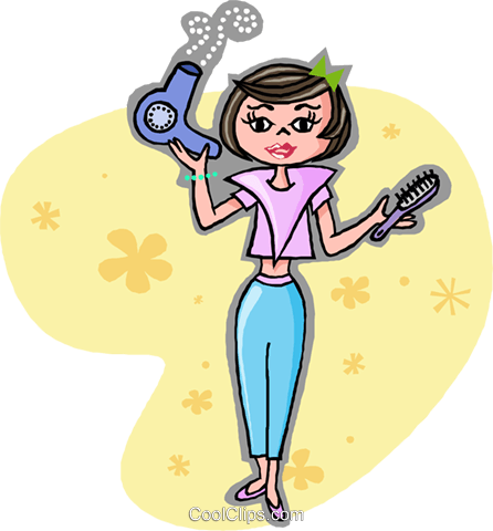Woman With Hair Dryer And Hair Brush - Imagem De Secador E Escova (446x480), Png Download