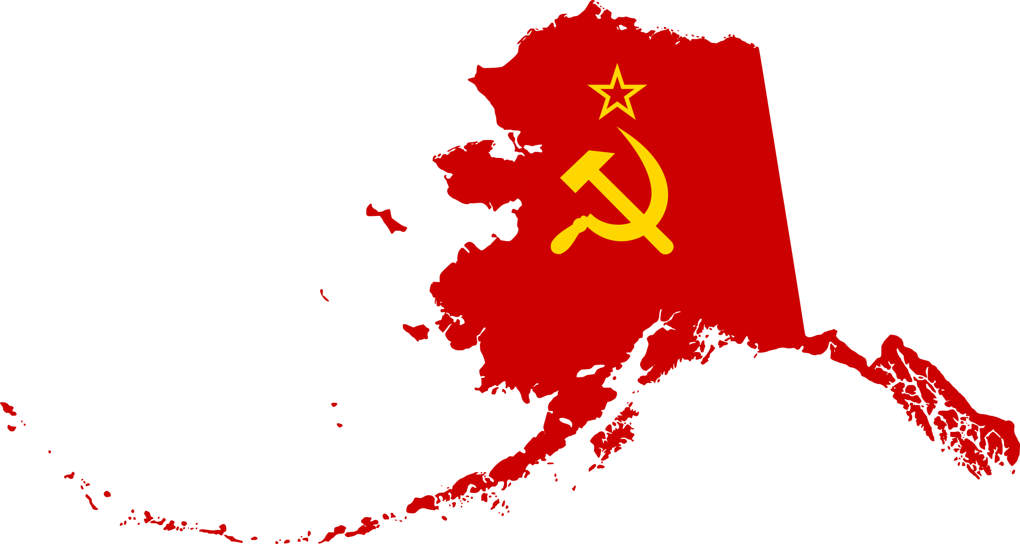 Flag Map Of Alaska - Soviet Union Flag Map (2000x1068), Png Download