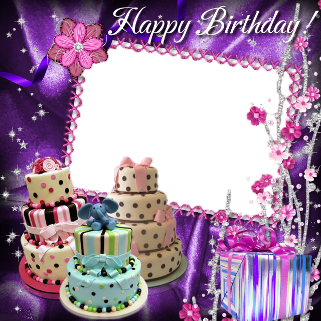 Birthday Photo Frames With Cake (640x640), Png Download