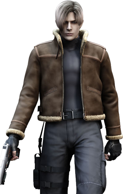 [ Img] - Leon Resident Evil 4 Leather Jacket (441x649), Png Download