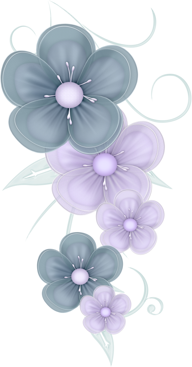 Blue Flowers Png By Pvs - Cute Decoration Clipart (635x1211), Png Download