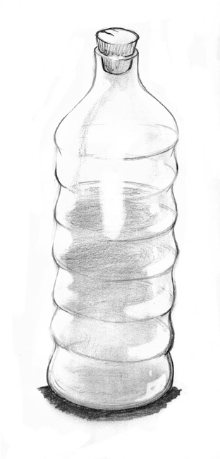 Drawing Bottles Still Life - Still Life Bottles Drawing (631x651), Png Download