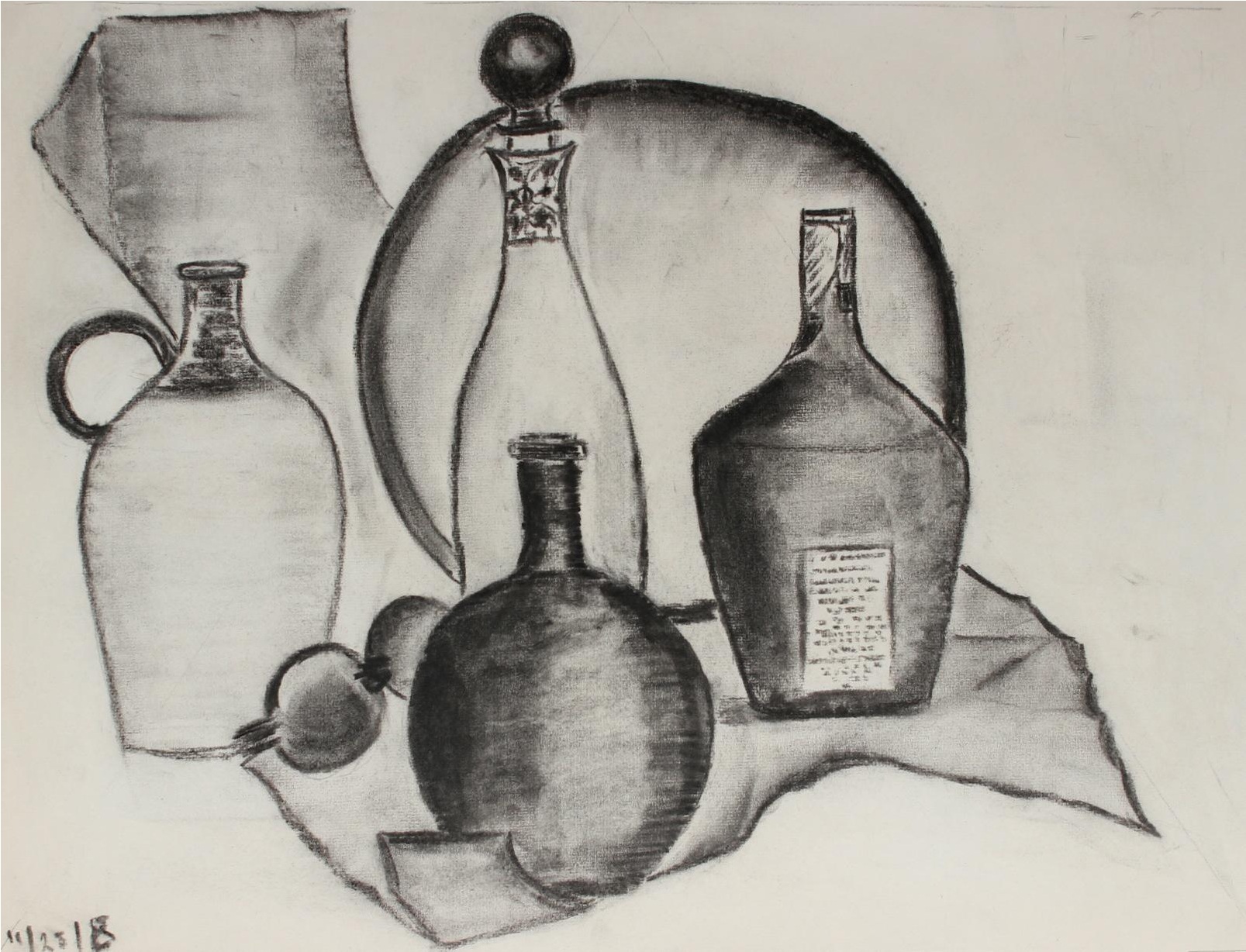 Modernist With Charcoal Chairish - Still Life With Bottles (1784x1363), Png Download