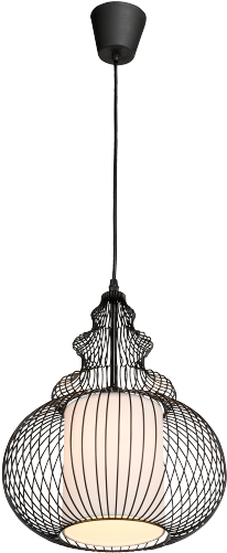 Cage Hanging Light Orient/ Black/ Aluminium/ Pendulum - Hanging Lighting Fixture With Lattice Shade - Black (500x500), Png Download