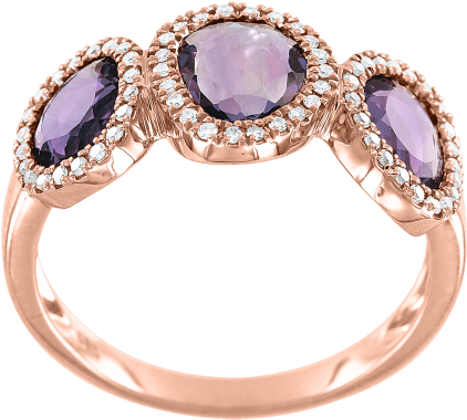 Ladys Ring In Red/ White Gold 585 With Diamonds, Ametyst - Rot/ Weißgold 585 Damenring Mit Brillanten, Amethyst (750x690), Png Download
