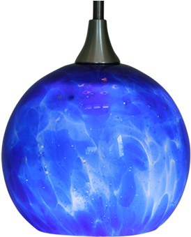 Hand Blown Glass Led Hanging Light Cobalt Blue - Cobalt Blue Light Fixture (350x350), Png Download