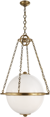 Hanging Light - Modern Globe Pendant - Antiqued Brass - Visual Comfort (480x480), Png Download