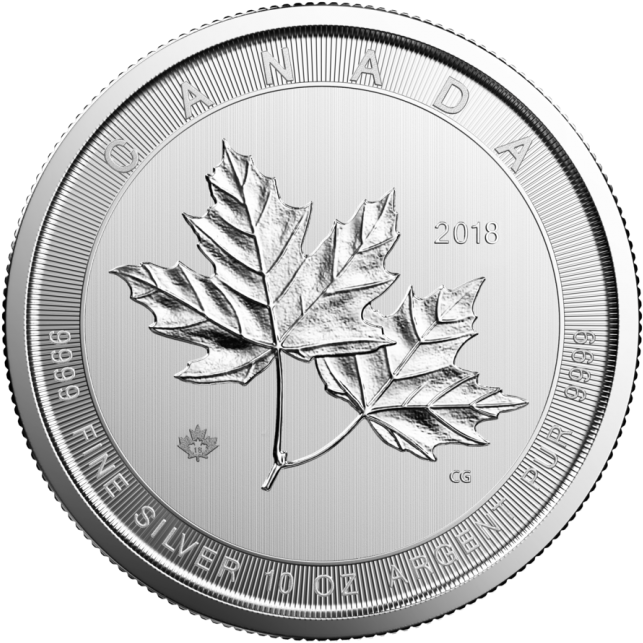 10 Oz Silver Magnificent Maple Leaf Coin Rcm - 10 Oz Silver Maple Leaf (650x650), Png Download
