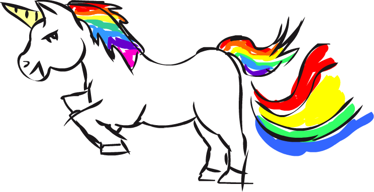 Freeuse Download Fart Drawing Horse - Unicorn Farting Out Rainbows (744x382), Png Download