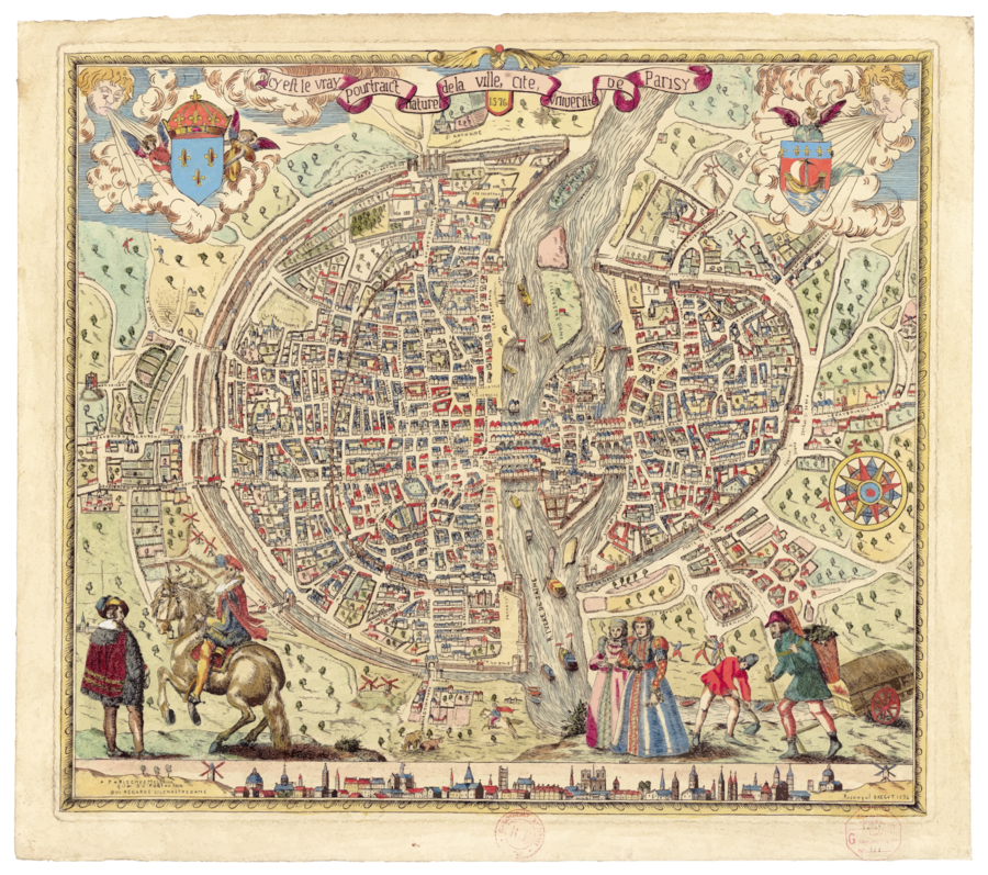 Paris Abstract Map Clipart Paris City Map - Map 16th Century Paris (900x797), Png Download